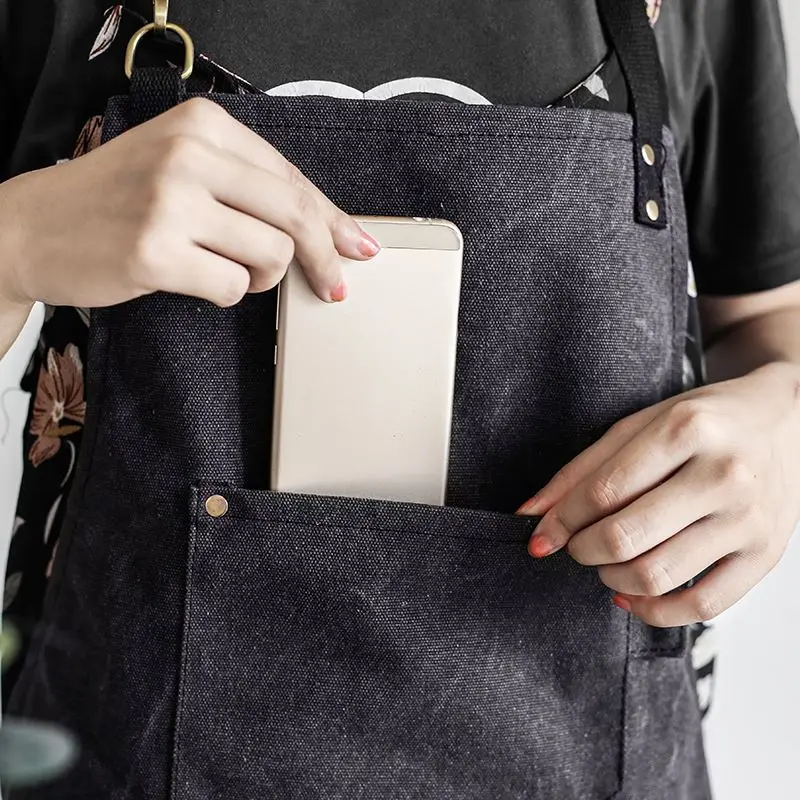 2020 New Thick Canvas Unisex Apron Bib Chef Kitchen Aprons for Women Men Coffee Shop Barber BBQ Bib working uniform