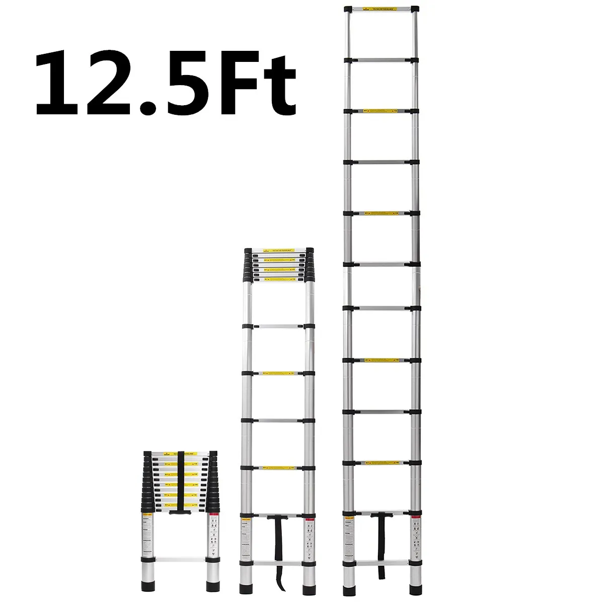 

3.2m/3.8m 12.5Ft Telescopic Ladder Aluminium Telescoping Ladders Multi-Purpose Folding Single Extension Step with Locking Tool