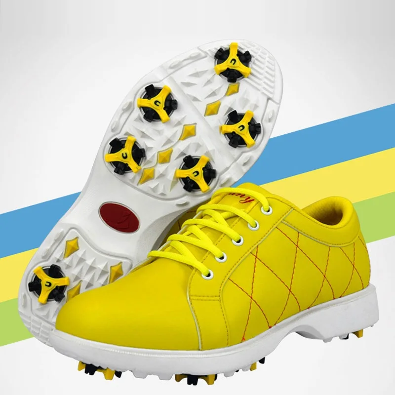 

Women Waterproof Golf Shoes Spikes Nail Golf Sneakers Breathable Lace Up Sports Training Trainers Shoes D0606