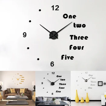 

DIY Household Silent Large Wall Clock 3D Stickers Living Room Decoration