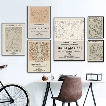 

Vintage Abstract Line Figure Tree Matisse Wall Art Canvas Painting Nordic Posters And Prints Wall Pictures For Living Room Decor