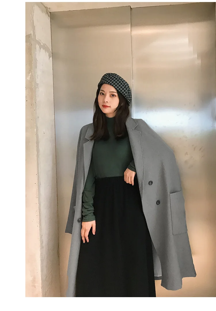 Корейский стиль, осенняя Женская ветровка, стиль, двубортное пальто средней длины, элегантный зеленый пиджак, большой размер