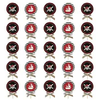 

25pcs Halloween Cake Topper Cake Decor Skeleton Pirate Topper (Mixed Style)