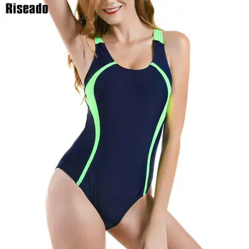 

Riseado 2019 One Piece Swimsuit Sport Swimming Suits for Women Competition Racer Back Swimwear Patchwork Bathing Suits