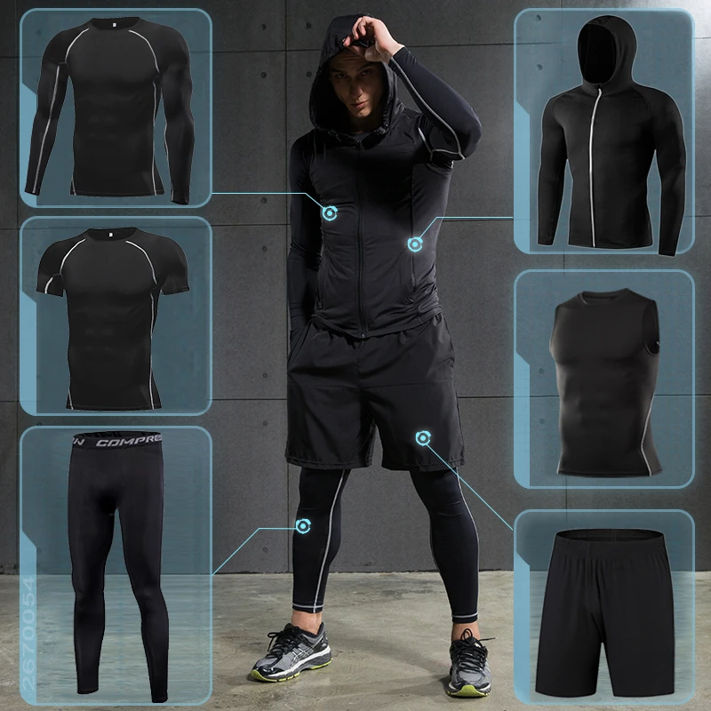 Conjuntos de running para hombre Ropa para gimnasio ropa deportiva para hombres Chándal de entrenamiento ajustado Ropa deportiva para trotar Chándal de entrenamiento baloncesto Camiseta Dry Fit|Conjuntos para -