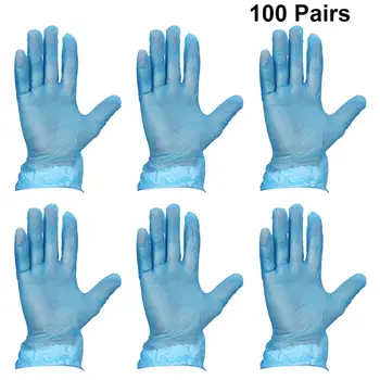 

100 Pairs Dustproof PVC Gloves Oilproof Gloves Disposable Check Protective Gloves for Laboratory Household Cleaning Gloves