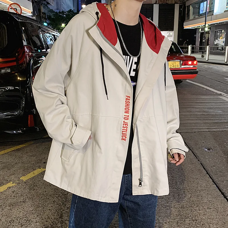 

19/Autumn Hong Kong Style Popular Brand Hooded Men's Tooling Jacket Contrast Color Mixed Colors Street Coat Men's Jk5599/P85