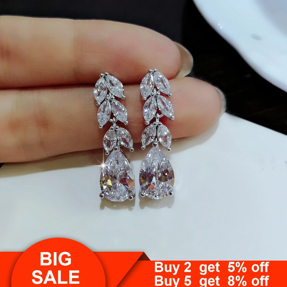 Серьги подвески женские из серебра 925 пробы с фианитом|Серьги-подвески| |