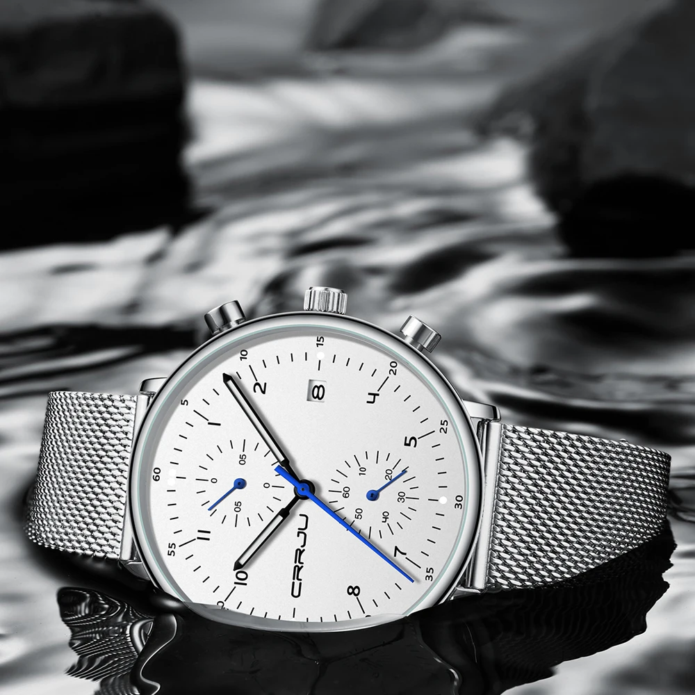 CRRJU лучший бренд класса люкс мужские кварцевые часы сталь Водонепроницаемый Повседневный Хронограф Дата часы мужские наручные часы Relogio Masculino