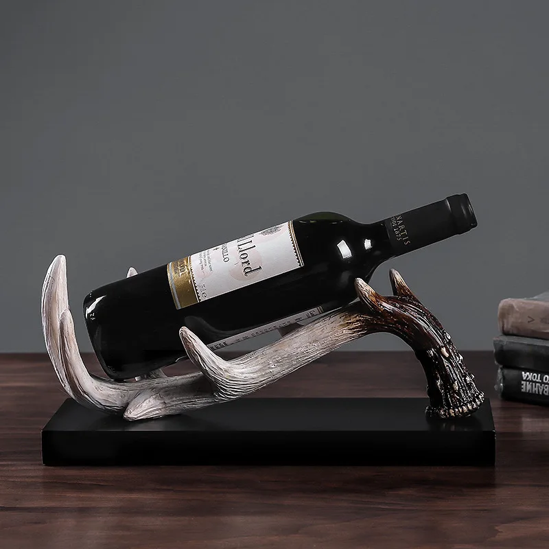 European Resin Antlers Wine Rack Ornaments Art Living Room Home Table Figurines Decoration Hotel Office Desktop Furnishing Craft