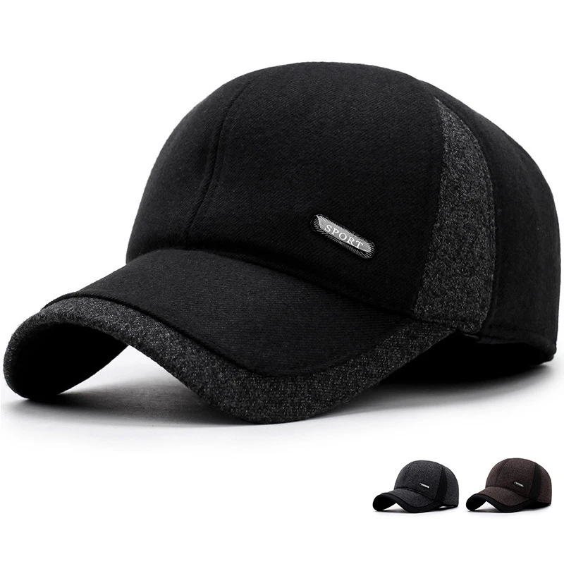 leather bomber hats Baseball Cap Men Thick Warm Winter Caps for Men Adjustable Wool Baseball Hat Male Earflap Cap Father Grandfather Dad HatsBaseball Cap Men Thick Warm Winter Caps for Men Adjustable Wool Baseball Hat Male Earflap Cap Father Grandfather Dad Hats navy blue bomber hat