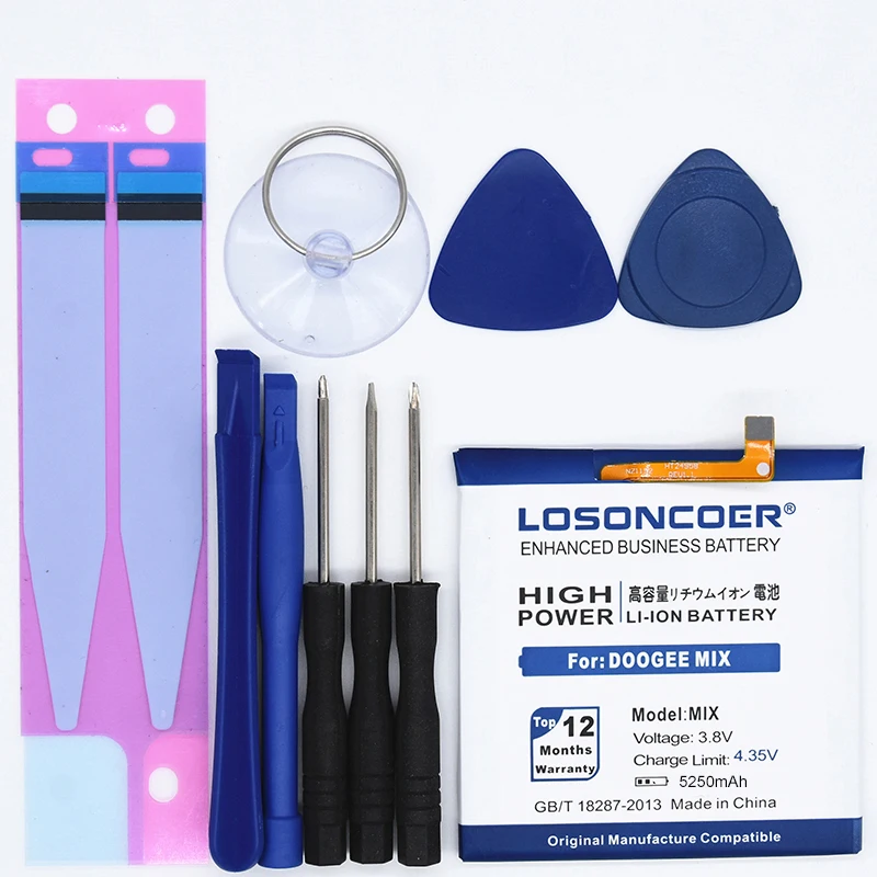 Original LOSONCOER 0 Cycle New 5250mAh MIX Replacement Batteries For DOOGEE MIX Phone Battery+Gift tools