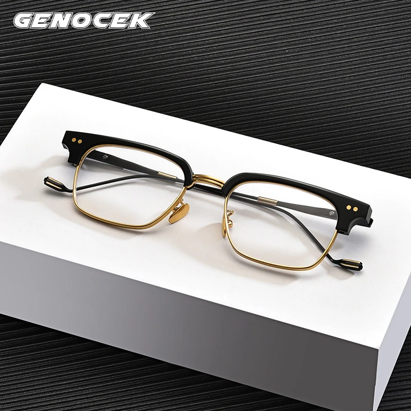 

Vintage Men Acetate Square Glasses Frame Man Women Retro Half Frame Prescription Myopia Optical Eyeglasses Frame Luxury Eyewear