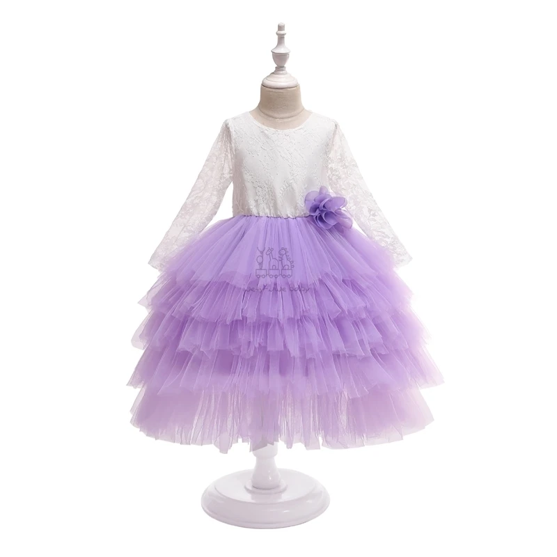 Зимнее кружевное платье с цветочным узором для девочек, платье принцессы с открытой спиной для девочек, детские платья для девочек, детские платья-пачки, vestido infantil