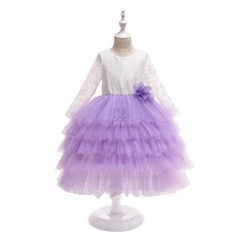 Зимнее кружевное платье с цветочным узором для девочек, платье принцессы с открытой спиной для девочек, детские платья для девочек, детские платья-пачки, vestido infantil