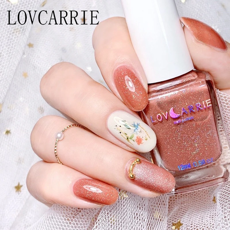 Lovcarrie グリッターネイルポリッシュ正規光沢のある輝き漆 Nailpolish Nagellak オレンジピンク Esmaltes Vernis のためのネイルアート Nail Polish Aliexpress