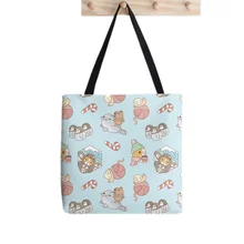 

2021 Shopper Bubu the Guinea pig Print Tote Bag women Harajuku shopper handbag girl Shoulder shopping bag Lady Canvas Bag