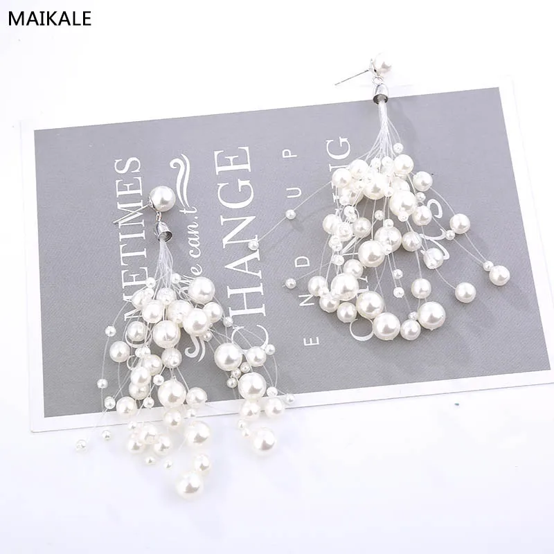 MAIKALE, дизайн, классические серьги-гвоздики с жемчугом, большие серьги, серебряные медные корейские серьги для женщин, отправка друзьям