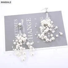MAIKALE, дизайн, классические серьги-гвоздики с жемчугом, большие серьги, серебряные медные корейские серьги для женщин, отправка друзьям