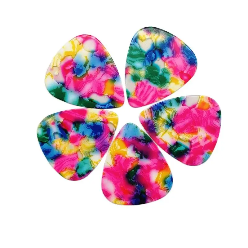 Mosaic Tie Dye Guitar Picks, Fruity Color Celluloid Plectrum,No , , Worldwide, 0.46mm, 0.71mm, 0.96mm 100pcs