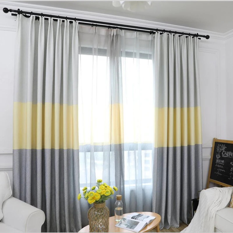 Nordic Curtain Fabric Shading Bedroom Tricolor Stripe Curtains For Living Room Kitchen Semi-Blackout Simple Modern Tulle | Дом и сад