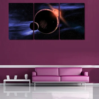 

HD Printed Canvas Poster Framework Wall Pictures 3 Pieces Universe Planet View Art Painting Modular Home Decoration Living Room