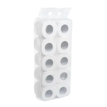 

10 Rolls Toilet Paper Home Kitchen Wood Pulp Strong Household 3-Ply Bath Tissue