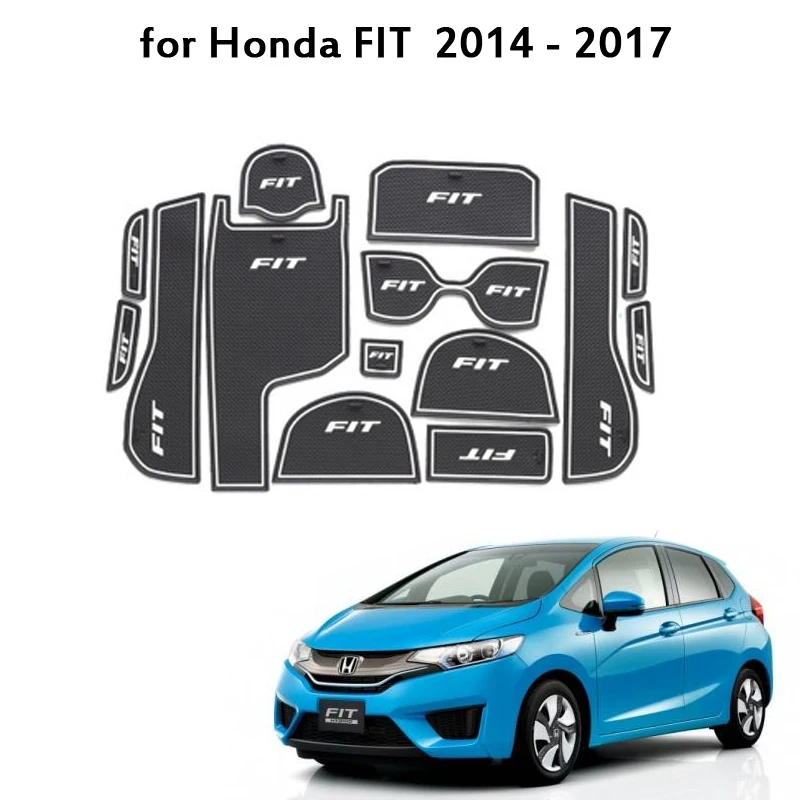 Для Honda FIT Jazz слот-коврик для двери автомобиля Противоскользящие коврики резиновые коврики подставки под стакан пыль ворота Слот коврик анти-грязный коврик