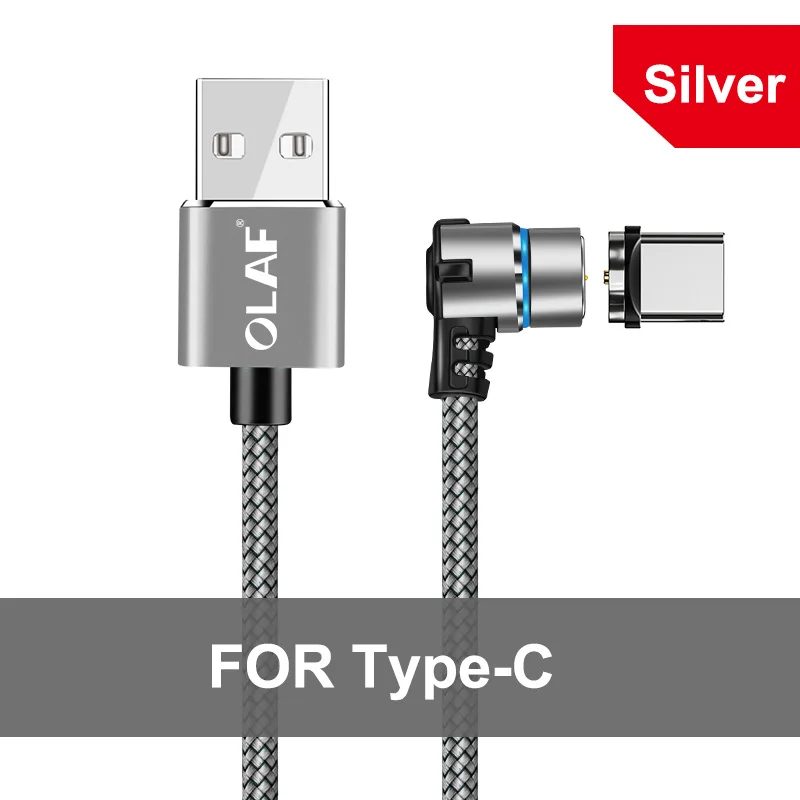 Olaf 1 м Магнитный Micro USB кабель для iPhone samsung Android мобильный телефон Быстрая зарядка usb type C кабель магнитное зарядное устройство провод шнур - Цвет: Type C Sliver
