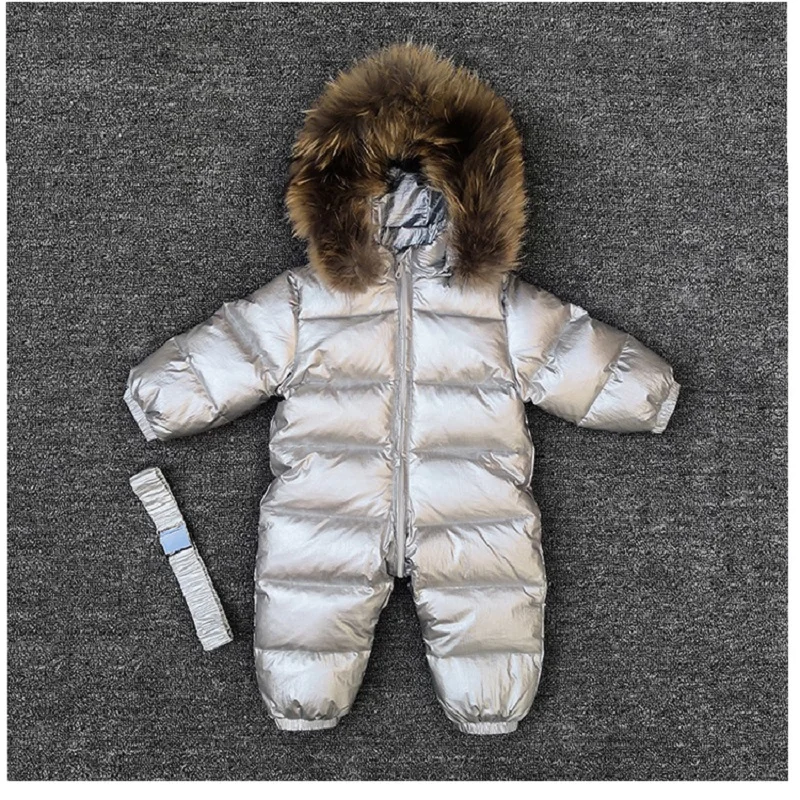 silvery pa Boy and Girl Warm Onesie Brand Winter Down Jacket Children Winter Rompers Jumpsuit Newborn Baby Clothing Toddler Winter Coats - Цвет: silvery pa