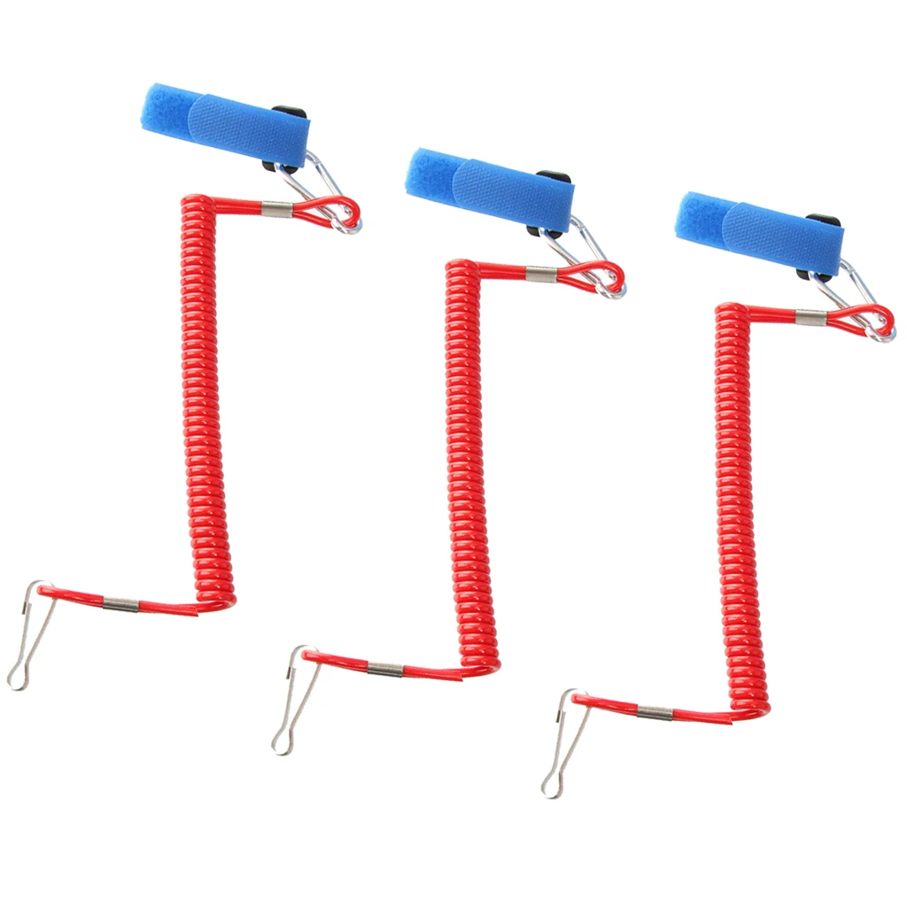 3pcs Safety Coiled Paddle Leash Fishing Rod Tether Leashes For Kayak Canoe Boat
