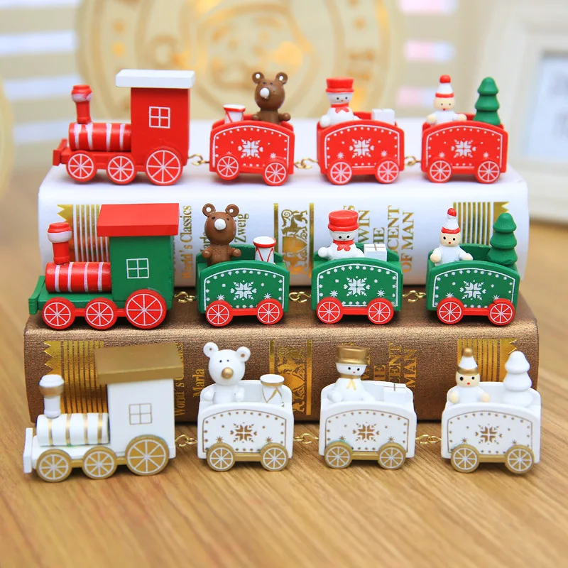 2019 Мини Деревянный Рождественский поезд украшения подарок Рождественский поезд наборы деревянный поезд модель автомобиля игрушки новый