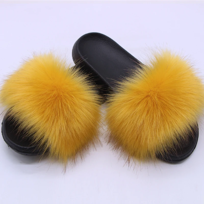 

Summer women's explosion models imitation fur fox fur fashion simple luxury indoor non-slip fur fluffy flat bottom fox sandals