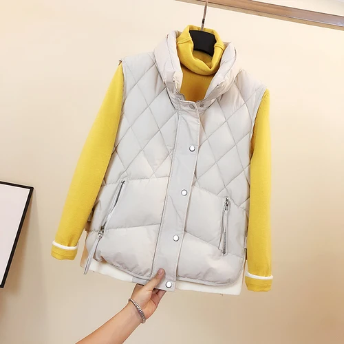 olny vest1 Женский жилет без рукавов, куртка, однотонный цвет, осень и зима, хлопковый жилет, Женская свободная парка, мягкий жилет, куртки - Цвет: olny vest1