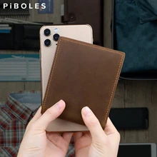 Casual Men's Wallet Genuine Leather Credit Card Holder Coin Purse Short Wallets For Male Slim Bifold ID Card Slot Money Bag