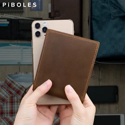 Casual Men's Wallet Genuine Leather Credit Card Holder Coin Purse Short Wallets For Male Slim Bifold ID Card Slot Money Bag