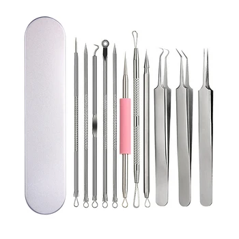 

11 Pcs Stainless Steel Pimple Comedone Extractor Tool Kit Set Hot Blackhead Acne Comedone Pimple Blemish Extractor Beauty Tools