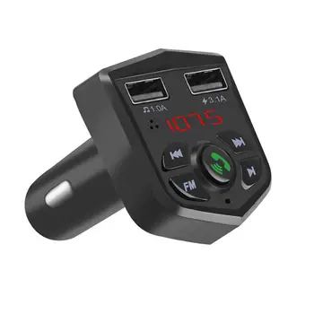 

Bluetooth 5.0 FM Transmitter Handsfree Car Kit 3.1A Quick Dual USB Charger LCD Digital Voltmeter TF Card U disk AUX Player