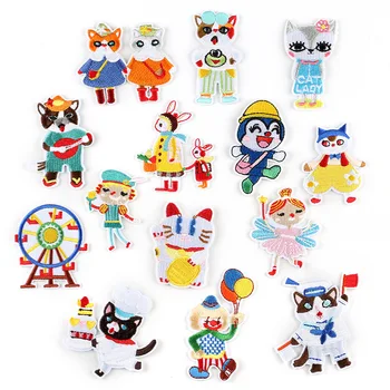 

50pcs/lot Embroidery Patches Clothing Decoration Accessories Cute Animals Kitty Girl Wheel Diy Iron Heat Transfer Applique