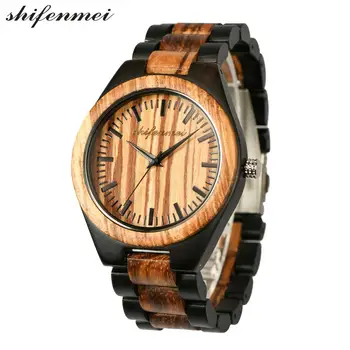 

SHIFENMEI Business Wood Quartz Men Watch Analog Movement Bracelet Fashion Casual Wooden Wristwatches Relogio Masculino as Gifts
