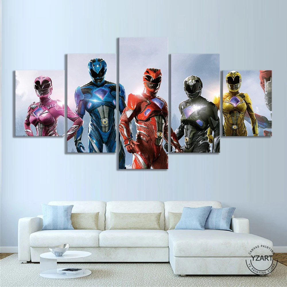 5 шт. Mighty Morphin power Rangers научная фантастика фильм художественный плакат на холсте картины стены Искусство домашний Декор дети подарки на день рождения