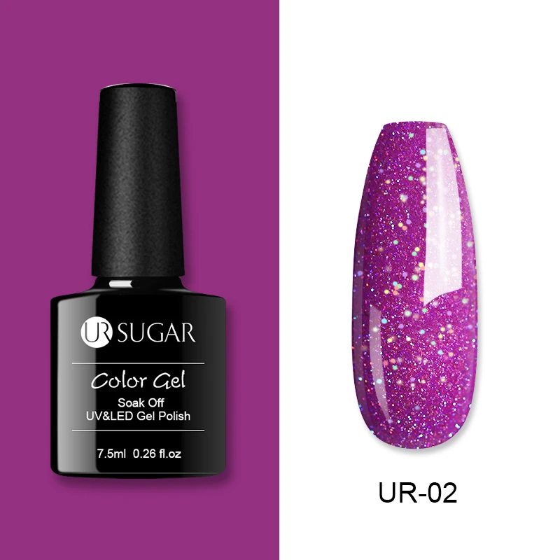 Ur Sugar 7,5 мл голографический Блестящий Гель-лак для ногтей телесного цвета Гель-лак для ногтей отмачиваемый УФ-Гель-лак для ногтей с блестками - Цвет: Glitter 2