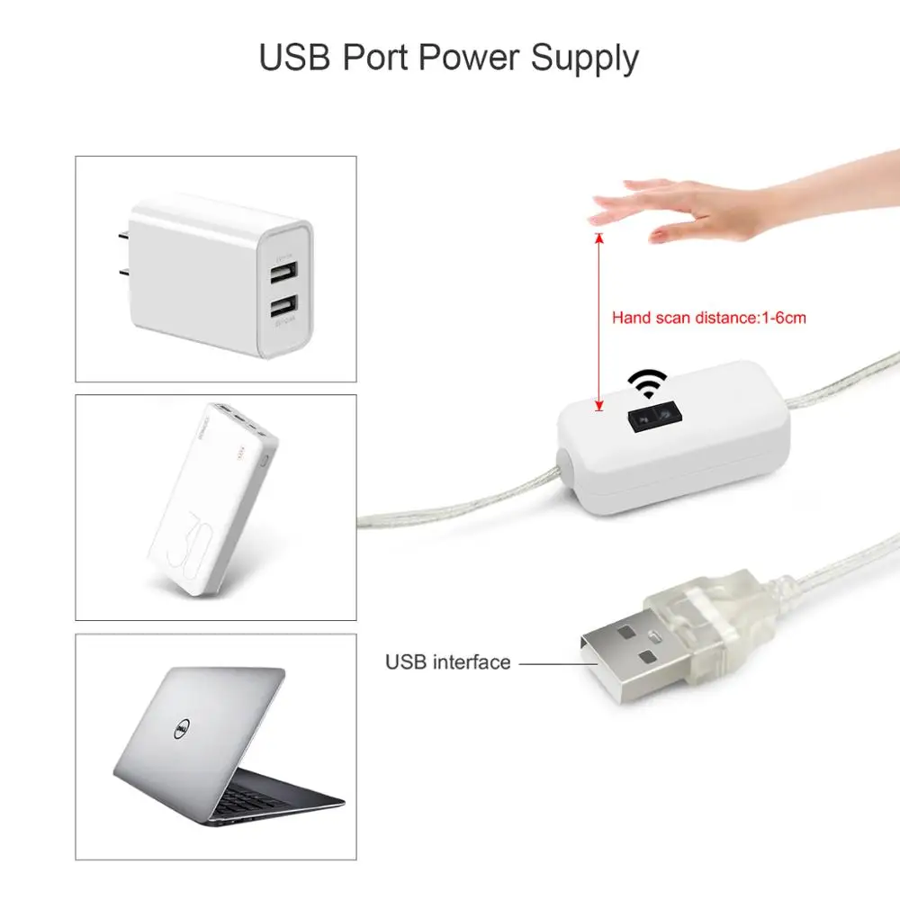 USB ручная развертка Сенсор Светодиодные ленты светильник движения выключатель