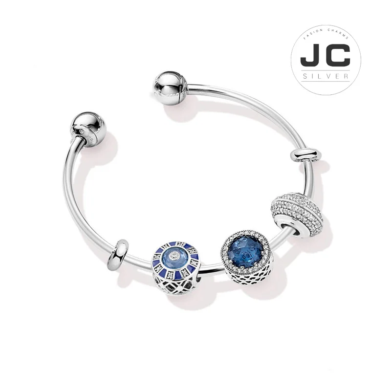 JC модный очаровательный 925 пробы серебряный DIY браслет воздушный шар опал, мужской женский браслет Женские аксессуары ювелирное изделие подарок