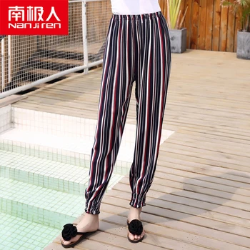 

NANJIREN Pajama Pant Red Striped Night Wear Women Pajama Sleep Panties Summer Pants to Prevent Mosquito Bites Night Pants Lounge