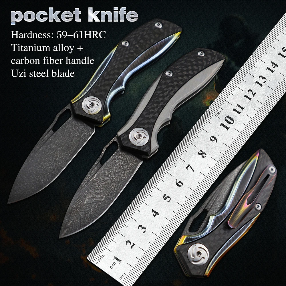 Титановые ножи Uzi со стальным лезвием уличный охотничий складной нож для