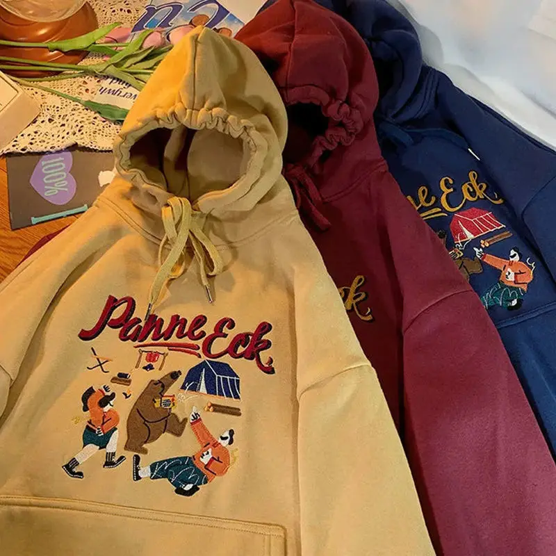 Sudadera con capucha de algodón para mujer, estilo hip-hop, informal, salvaje suelto, gruesa, bordada, otoño e invierno, 2020