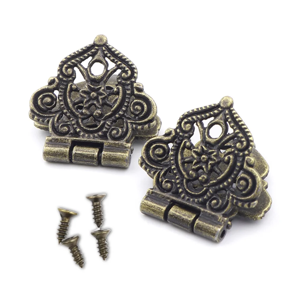 

2pcs Antique Gold/Bronze Metal Lock Decorative for Jewelry Wooden Furniture With Screws DIY House Box Latch Dolls Cabinet Hinges