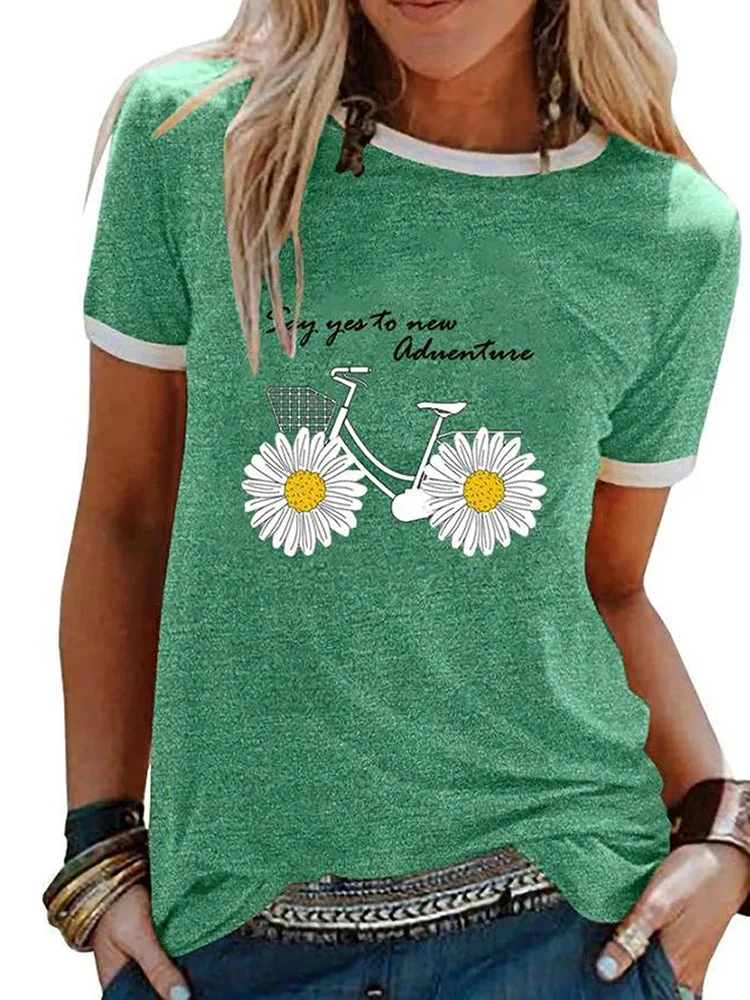 

2020 New Summer Cotton T Shirt Sunflower Printed Women Loose Style Tee Shirt Female Short Sleeve Top Tee O-Neck T-shirt 4 Colors