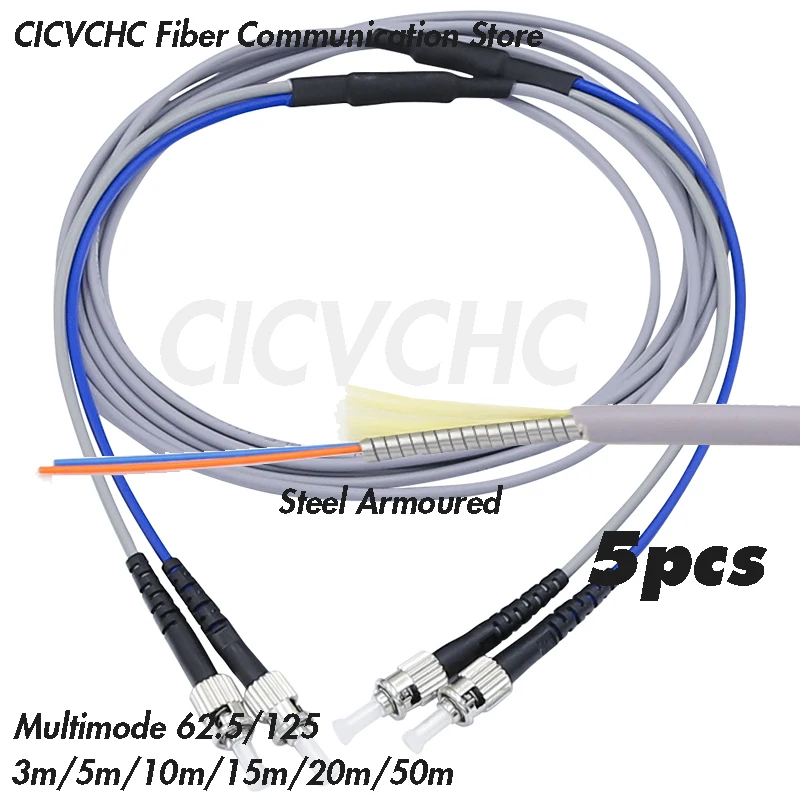 5pcs Steel armoured zipcord patchcords Duplex ST/UPC-ST/UPC- MM OM1 (62.5/125)-3.0mm Cable - 3m to 50m/ Optical fiber Jumper customized and customized double beam steel and wood stairs for self built houses duplex buildings villas and overall in